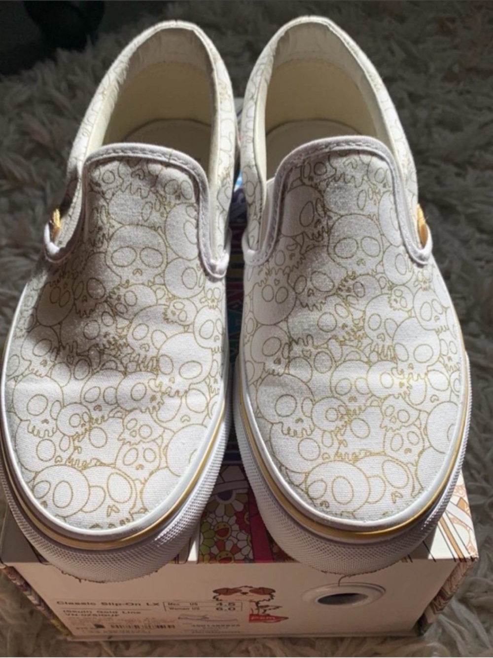 LX Murakami Gold Skull slip-on Vans size